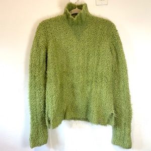 COLUMBIA • green fuzzy turtleneck sweater • sz med
